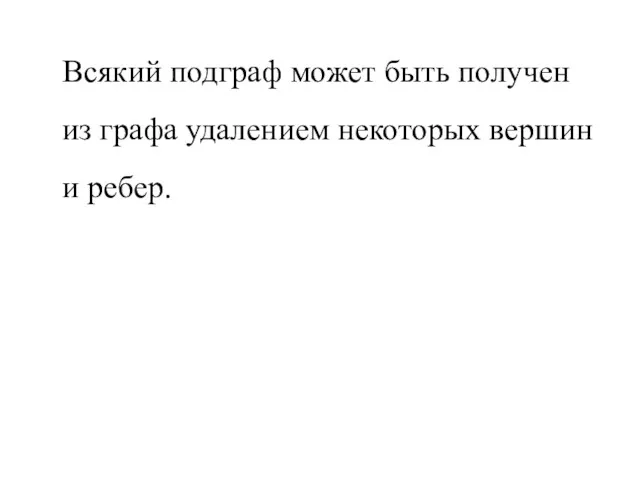 Всякий подграф может быть получен из графа удалением некоторых вершин и ребер.