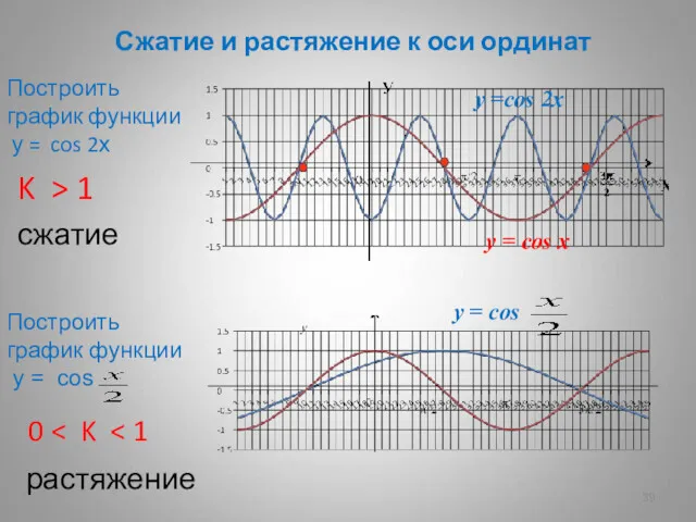 Сжатие и растяжение к оси ординат Построить график функции у