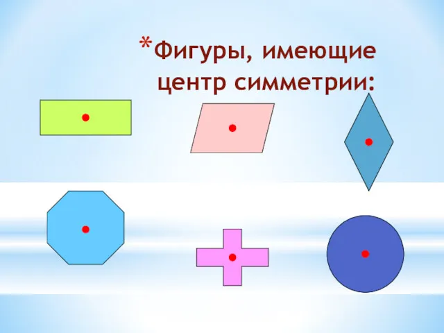 Фигуры, имеющие центр симметрии: