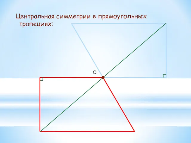 Центральная симметрии в прямоугольных трапециях: О