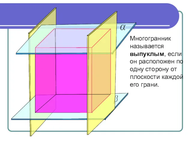 Многогранник называется выпуклым, если он расположен по одну сторону от плоскости каждой его грани.