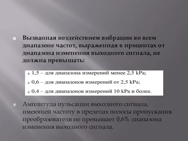 Вызванная воздействием вибрации во всем диапазоне частот, выраженная в процентах