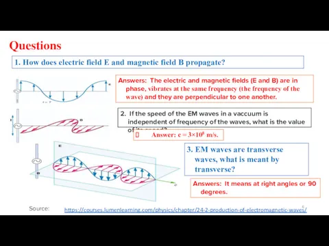 Questions 1. How does electric field E and magnetic field