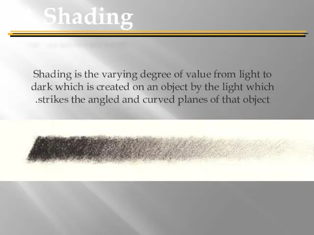 Shading is the varying degree of value from light to