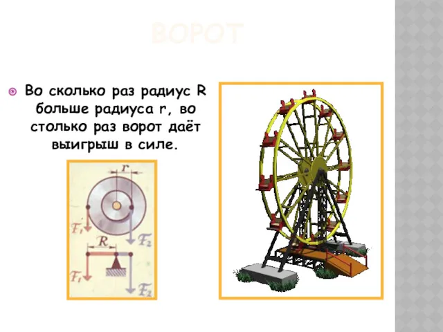 ВОРОТ Во сколько раз радиус R больше радиуса r, во