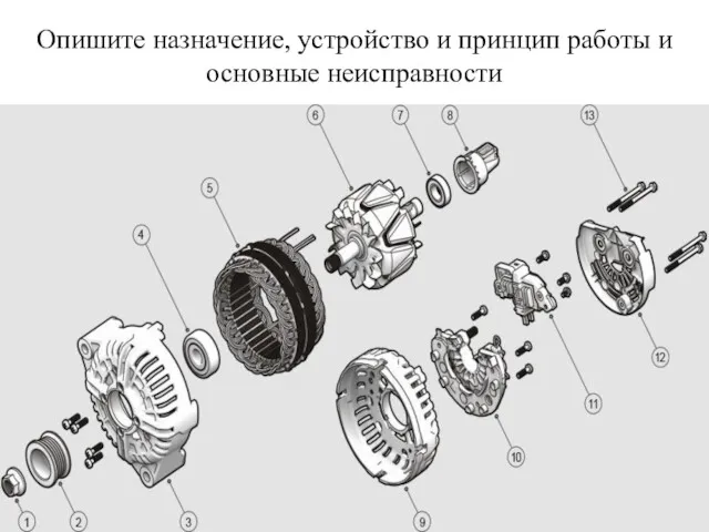 Опишите назначение, устройство и принцип работы и основные неисправности