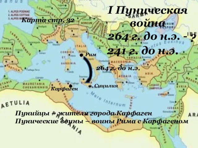 I Пуническая война 264 г. до н.э. - Рим . . о. Сицилия