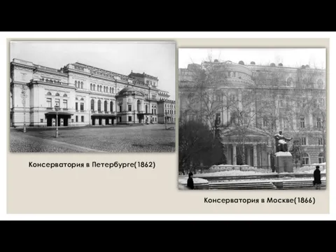 Консерватория в Петербурге(1862) Консерватория в Москве(1866)