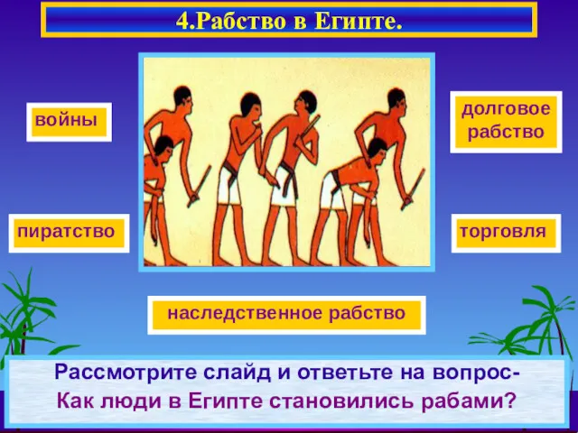 Рассмотрите слайд и ответьте на вопрос- Как люди в Египте