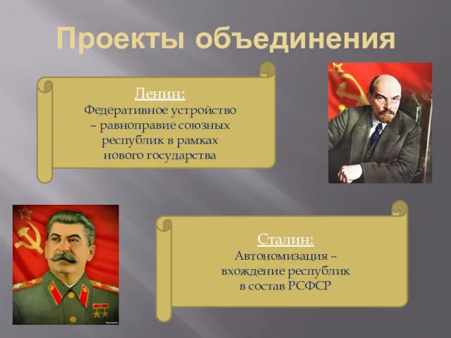 Проекты объединения Сталин: Автономизация – вхождение республик в состав РСФСР