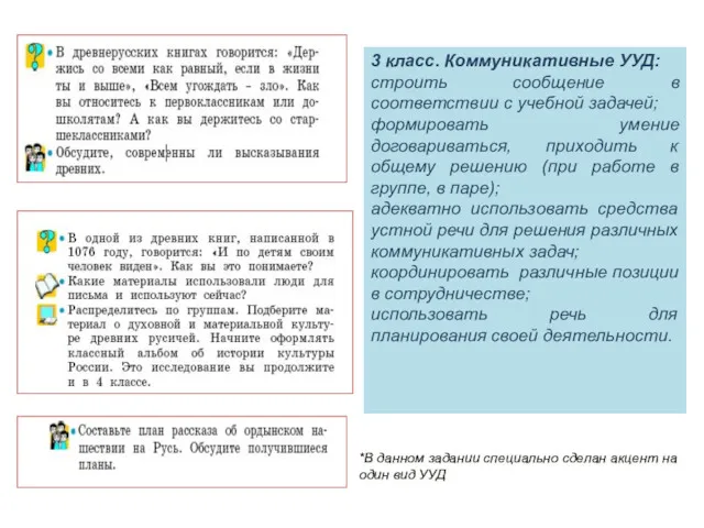 3 класс. Коммуникативные УУД: строить сообщение в соответствии с учебной