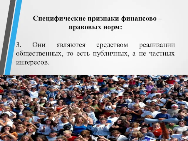 Специфические признаки финансово – правовых норм: 3. Они являются средством реализации общественных, то