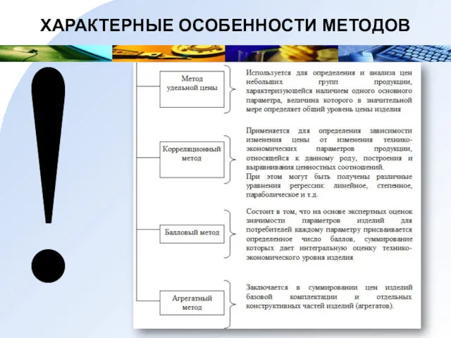 ХАРАКТЕРНЫЕ ОСОБЕННОСТИ МЕТОДОВ