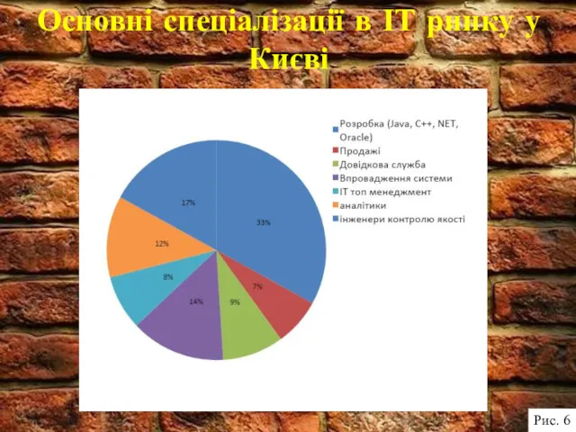 Основні спеціалізації в ІТ ринку у Києві Рис. 6