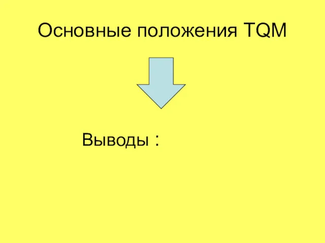 Основные положения TQM Выводы :