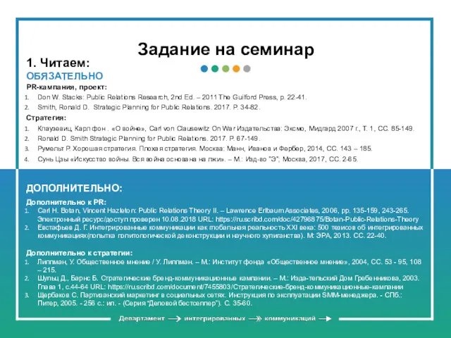 Задание на семинар 1. Читаем: ОБЯЗАТЕЛЬНО PR-кампания, проект: Don W.