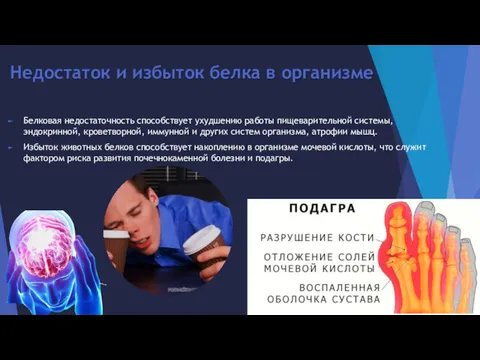 Недостаток и избыток белка в организме Белковая недостаточность способствует ухудшению