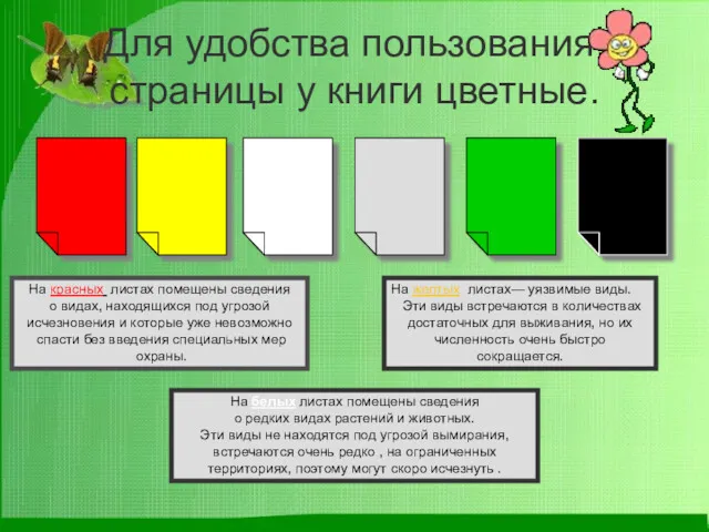 Для удобства пользования, страницы у книги цветные. На красных листах