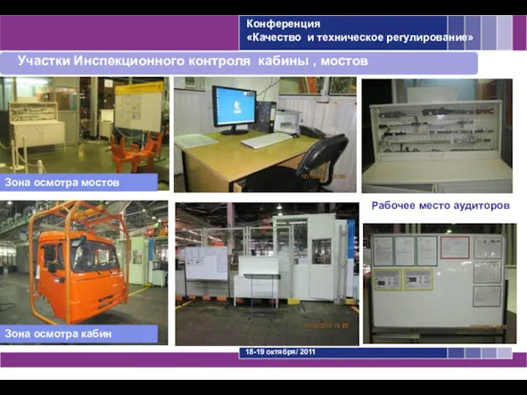 Участки Инспекционного контроля кабины , мостов Рабочее место аудиторов Конференция