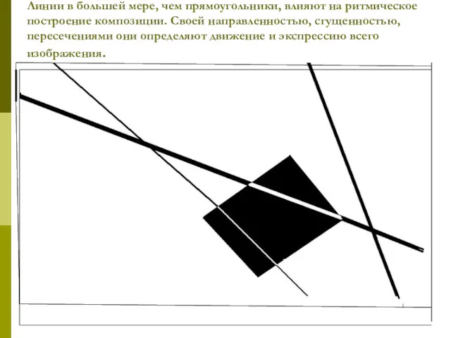 Линии в большей мере, чем прямоугольники, влияют на ритмическое построение