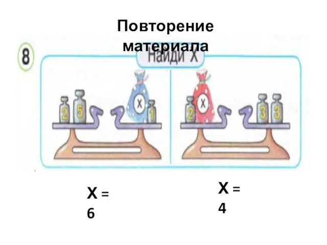 Х = 6 Х = 4 Повторение материала