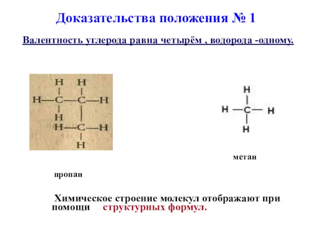 Химическое строение молекул отображают при помощи структурных формул. Валентность углерода