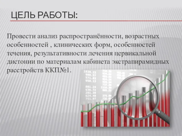 ЦЕЛЬ РАБОТЫ: Провести анализ распространённости, возрастных особенностей , клинических форм,