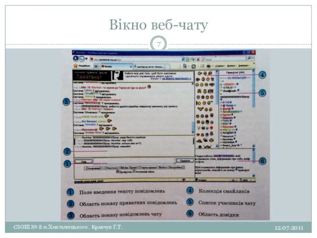 Вікно веб-чату 12.07.2011 СЗОШ № 8 м.Хмельницького. Кравчук Г.Т.