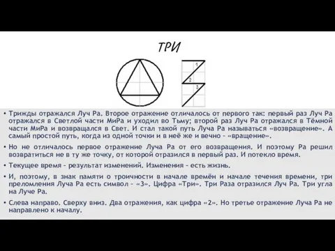 ТРИ Трижды отражался Луч Ра. Второе отражение отличалось от первого