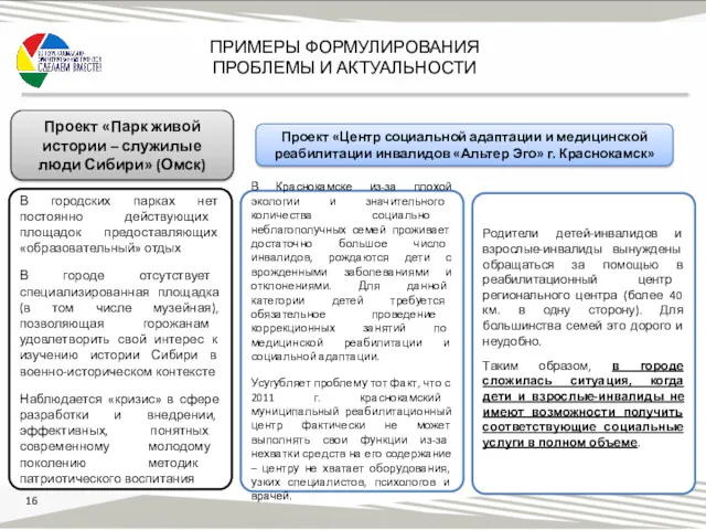 Проект «Центр социальной адаптации и медицинской реабилитации инвалидов «Альтер Эго»