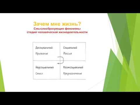 Зачем мне жизнь? Смыслообразующие феномены стадий человеческой жизнедеятельности