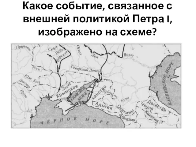 Какое событие, связанное с внешней политикой Петра I, изображено на схеме?