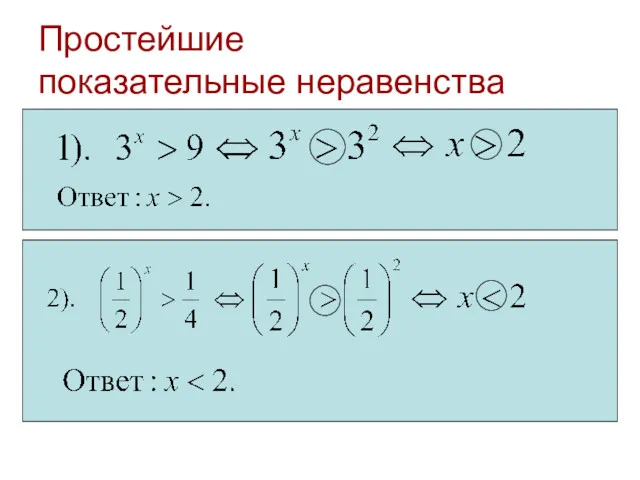 Простейшие показательные неравенства