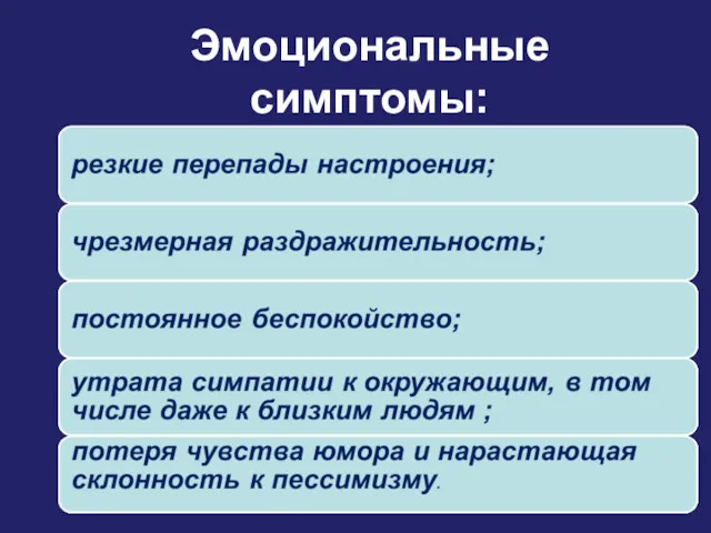 Эмоциональные симптомы: