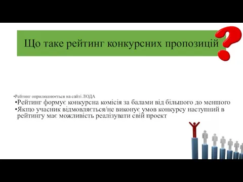 Що таке рейтинг конкурсних пропозицій Рейтинг оприлюднюється на сайті ЛОДА