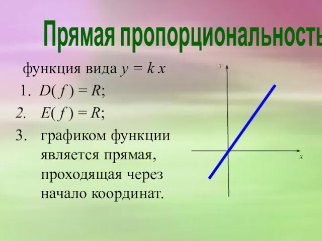 функция вида y = k х 1. D( f )