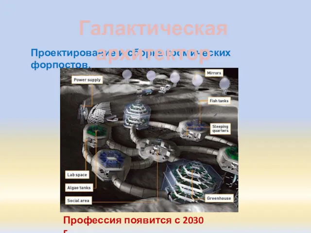 Проектирование и сборка космических форпостов. Галактическая архитектор Профессия появится с 2030 г.