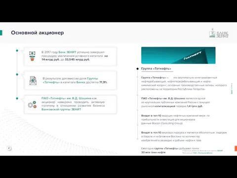 В 2017 году Банк ЗЕНИТ успешно завершил процедуру увеличения уставного