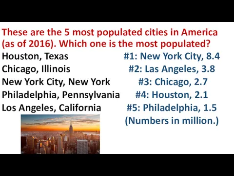 These are the 5 most populated cities in America (as