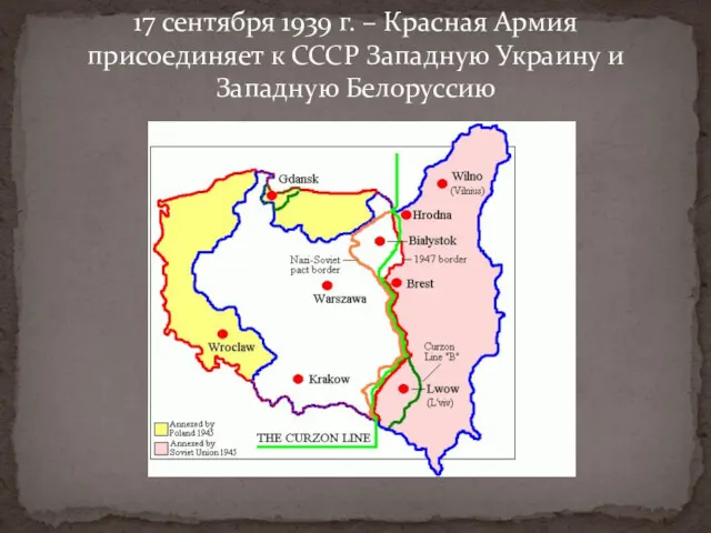 17 сентября 1939 г. – Красная Армия присоединяет к СССР Западную Украину и Западную Белоруссию