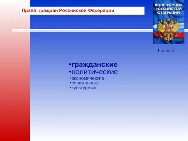 Права граждан Российской Федерации гражданские политические экономические социальные культурные Глава 2