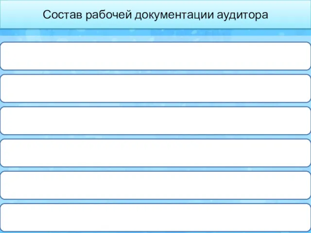 Состав рабочей документации аудитора