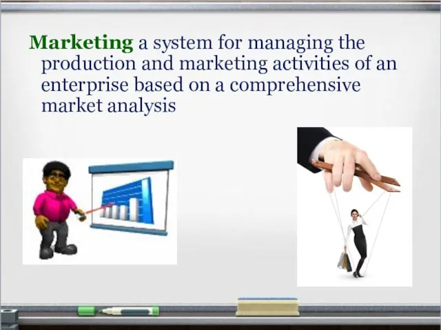 Marketing a system for managing the production and marketing activities