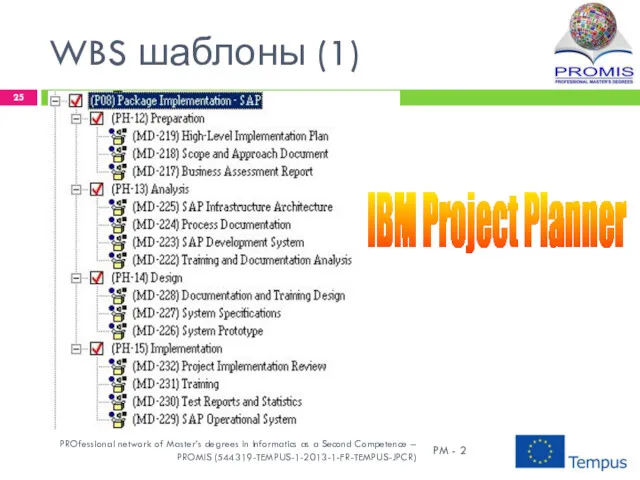 WBS шаблоны (1) IBM Project Planner PM - 2 PROfessional