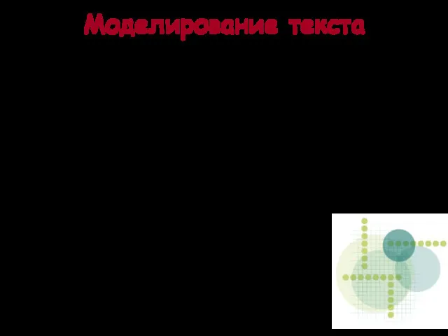 Моделирование текста АЛГОРИТМ создание модели по методике «звуковая клякса»