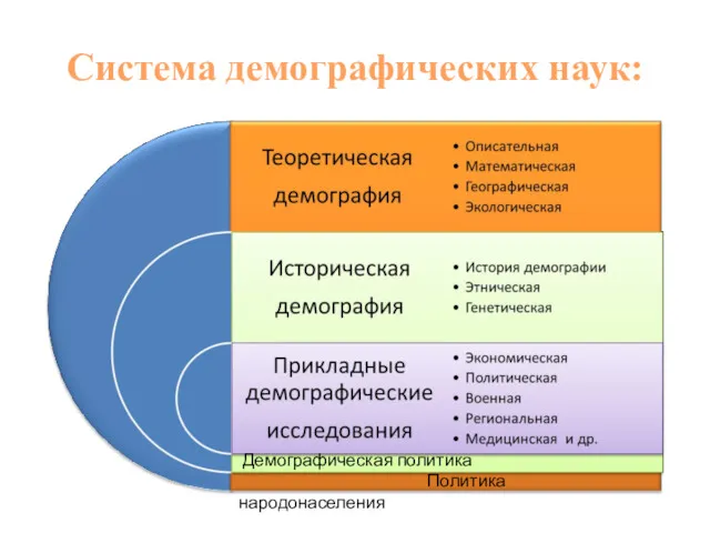 Система демографических наук: Демографическая политика Политика народонаселения