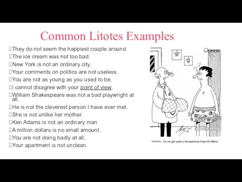 Common Litotes Examples They do not seem the happiest couple