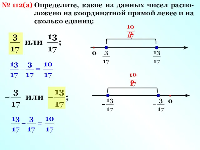 № 112(а) Определите, какое из данных чисел распо-ложено на координатной