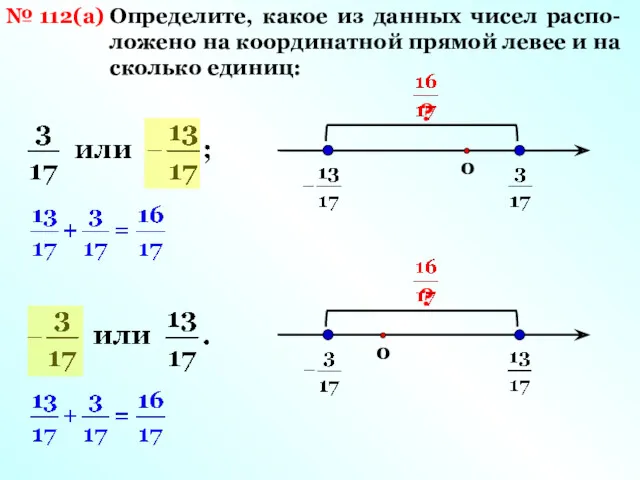 № 112(а) Определите, какое из данных чисел распо-ложено на координатной