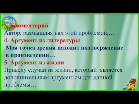 3. Комментарий Автор, размышляя над этой проблемой,… 4. Аргумент из